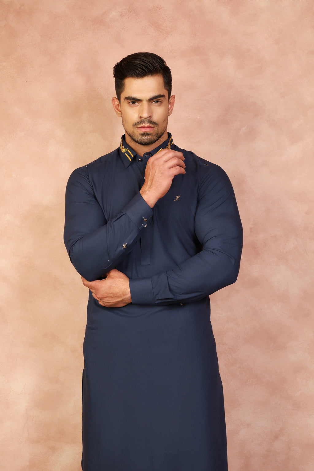 SIGNATURE COLLAR BLUE SHALWAR KAMEEZ