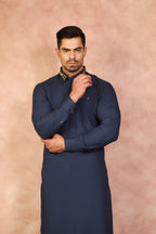SIGNATURE COLLAR BLUE SHALWAR KAMEEZ