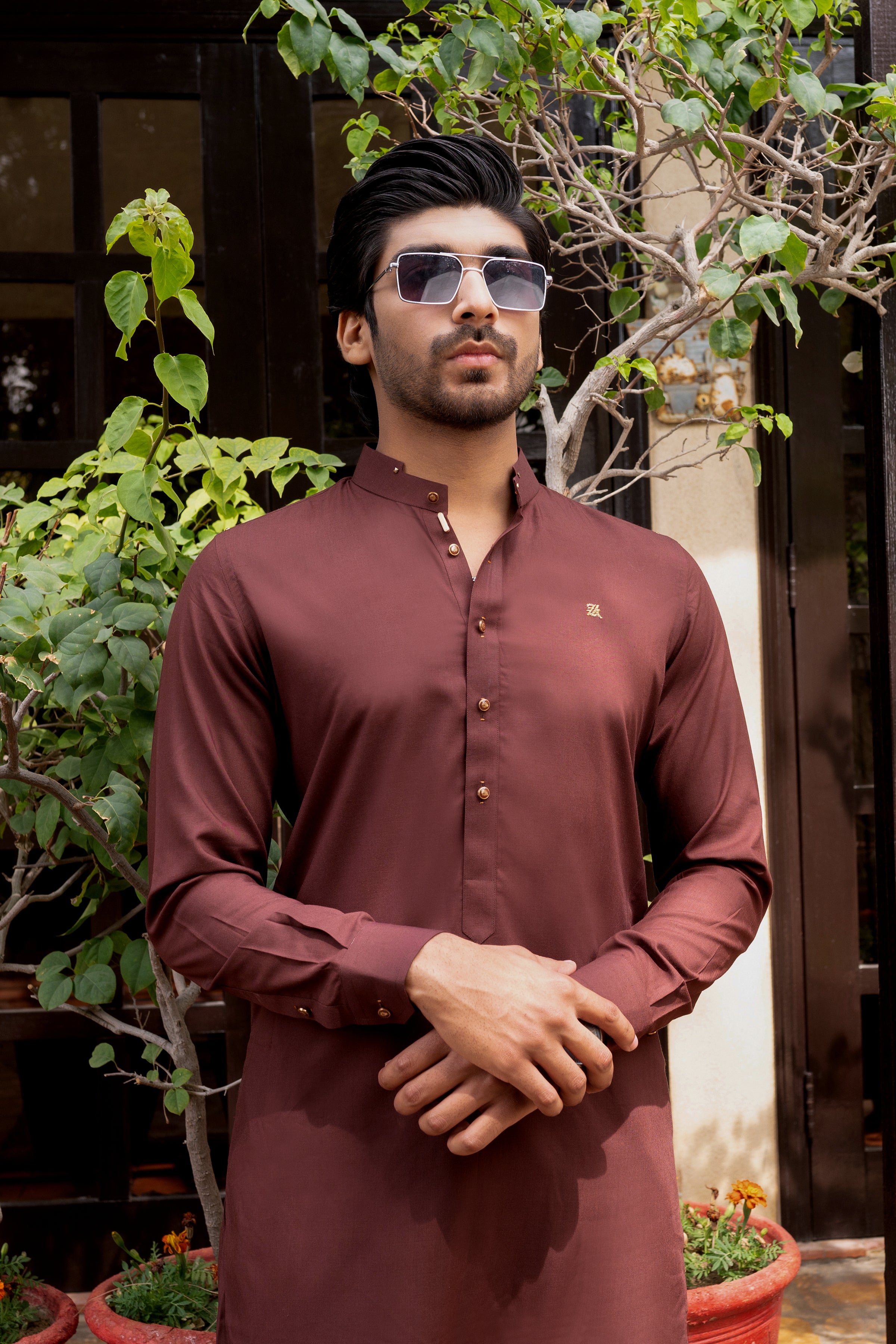 MAROON RUST KURTA TROUSER