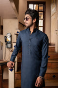 NAVY BLUE MANDARIN COLLAR KURTA TROUSER