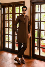 BROWN TWILL KURTA TROUSER