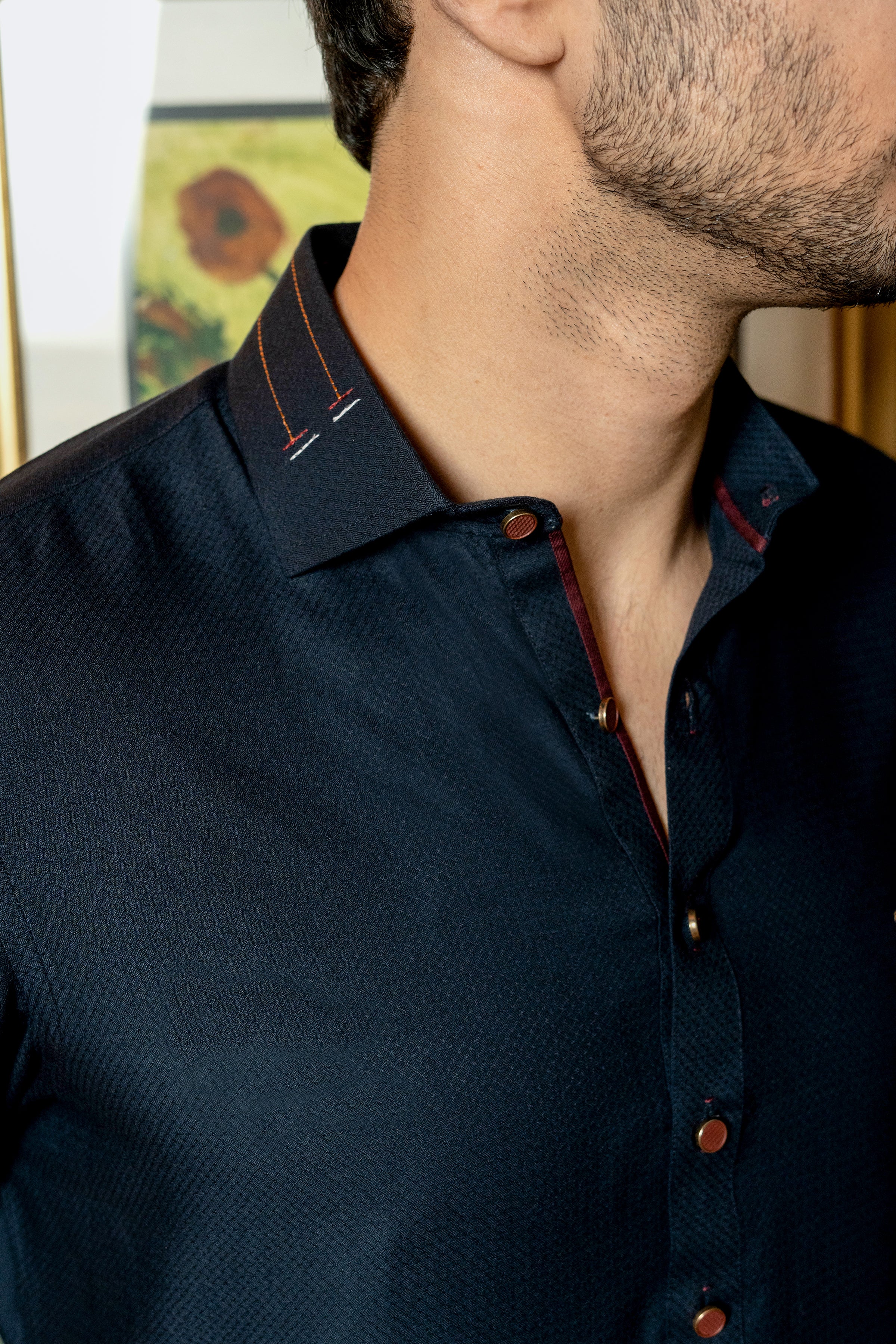 NAVY BLUE TEXTURED KURTA TROUSER