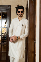 OFF WHITE CREAM PATCH KURTA TROUSER