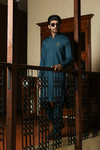 EMERALD GREEN COLLAR KURTA TROUSER