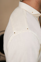 CREAM CUT WAY COLLAR KURTA TROUSER