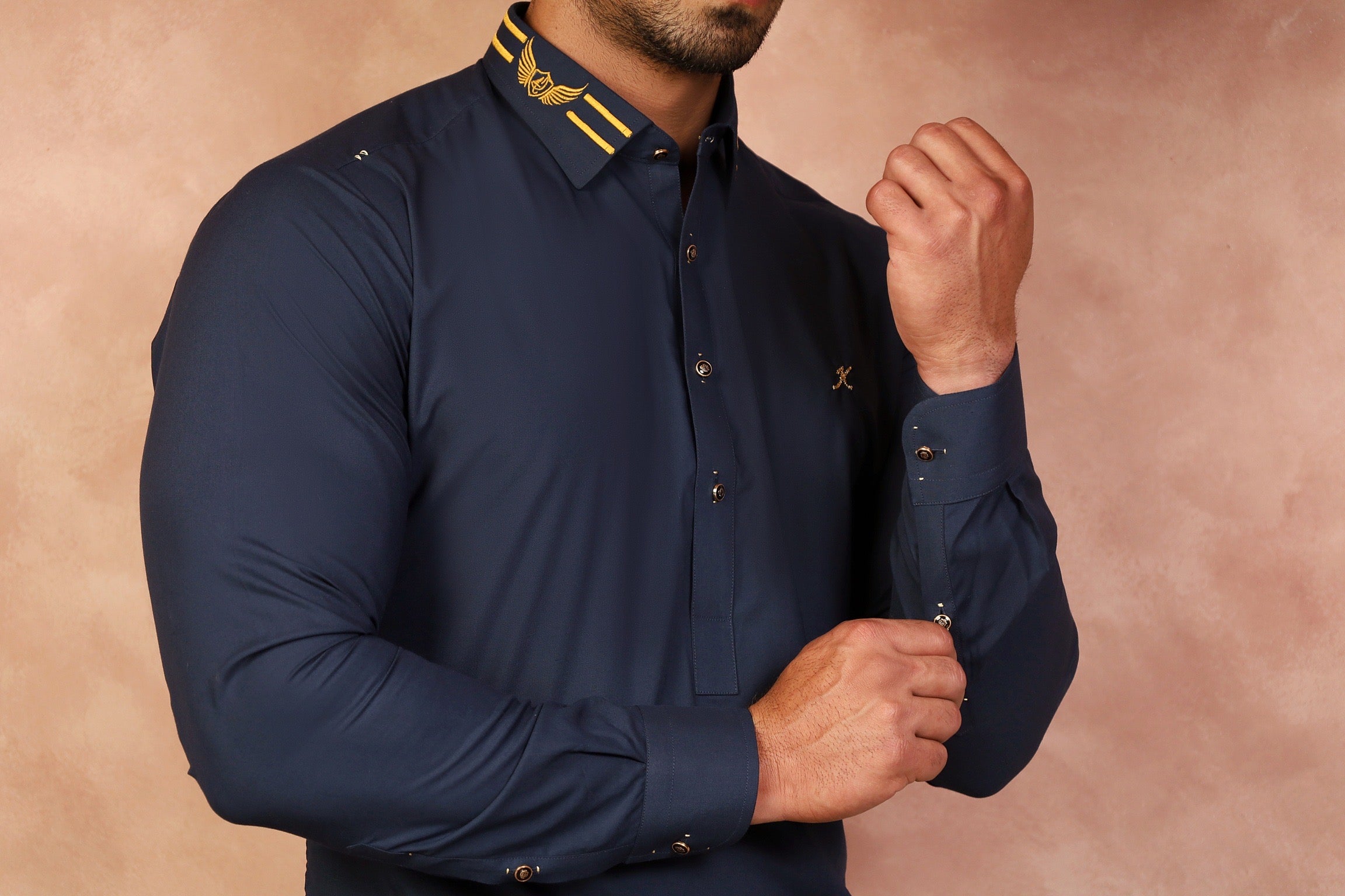 SIGNATURE COLLAR BLUE SHALWAR KAMEEZ