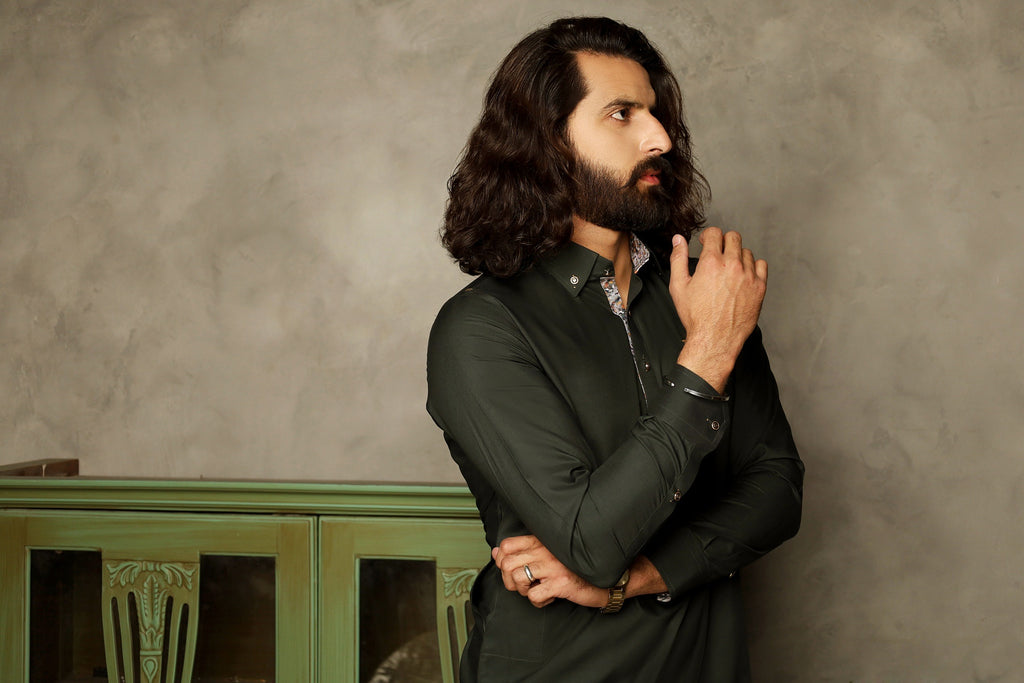 BOTTLE GREEN CLASSIC KURTA TROUSER