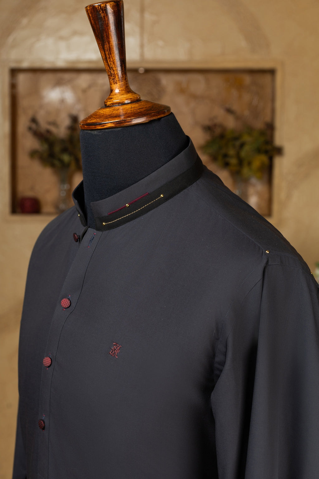 GREY MANDARIN KURTA TROUSER