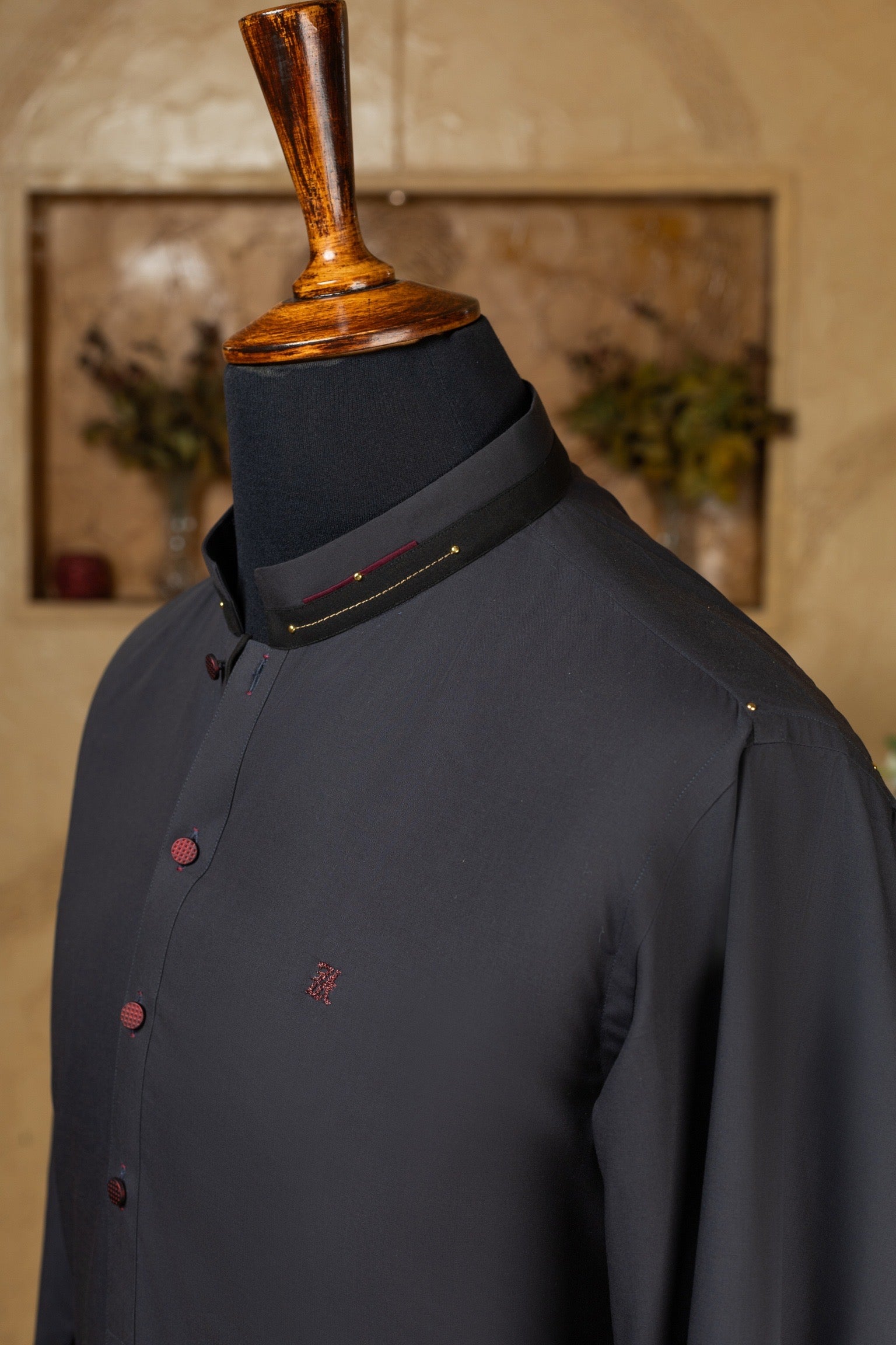 GREY MANDARIN KURTA TROUSER