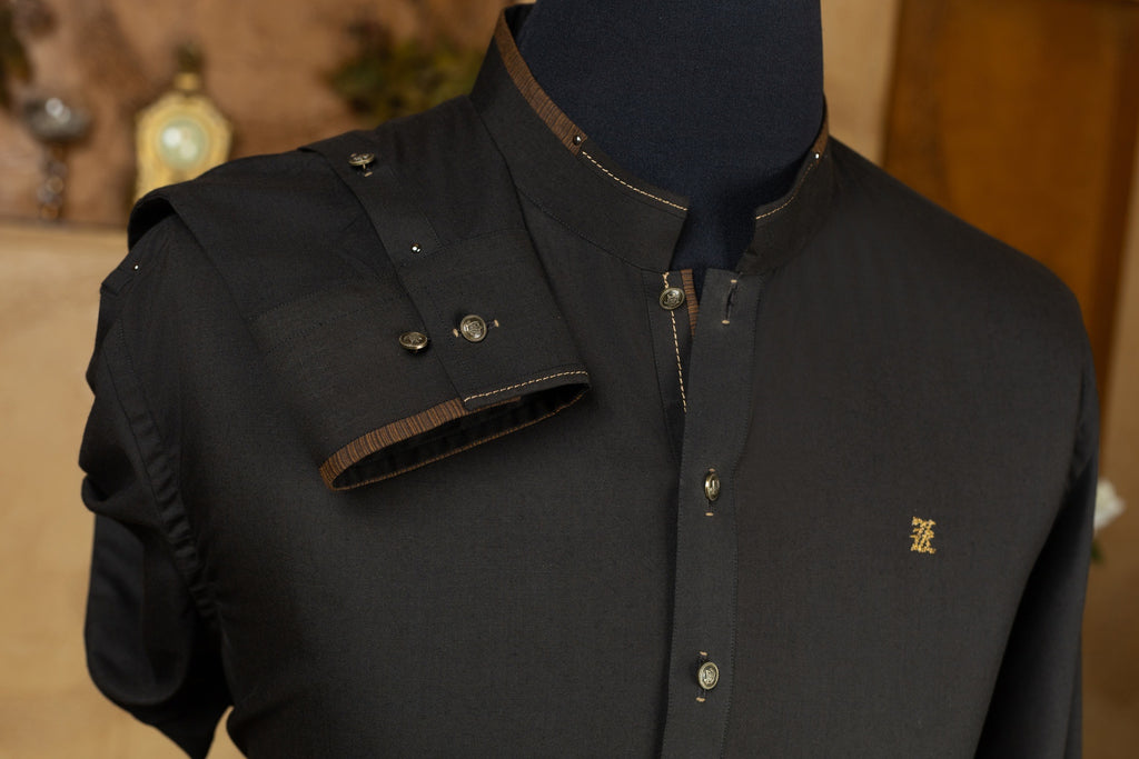 BLACK WITH BROWN CONTRAST KURTA TROUSER