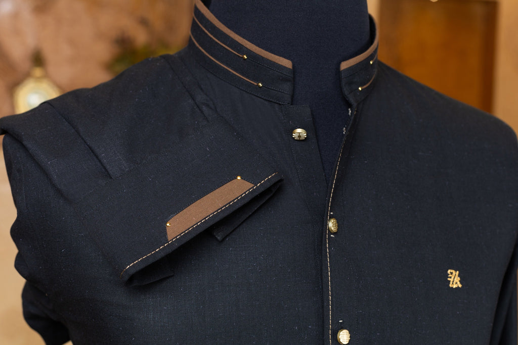 BLACK MANDARIN KURTA TROUSER
