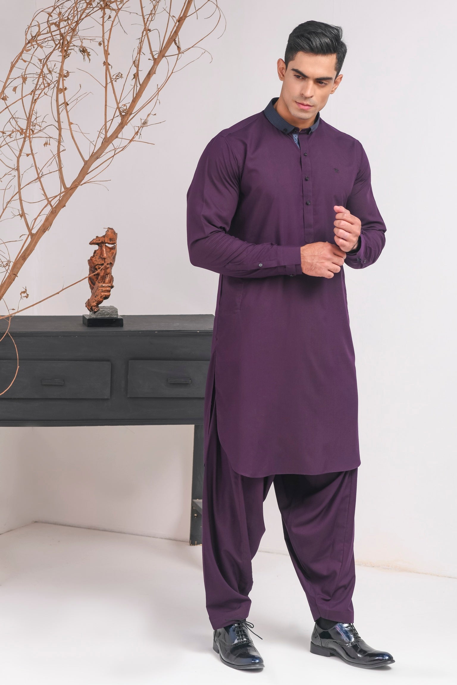 PURPLE DUCK COLLAR SHALWAR KAMEEZ