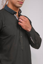 CHARCOAL GREY DUCK COLLAR SHALWAR KAMEEZ