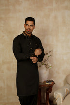 SIGNATURE COLLAR BLACK SHALWAR KAMEEZ