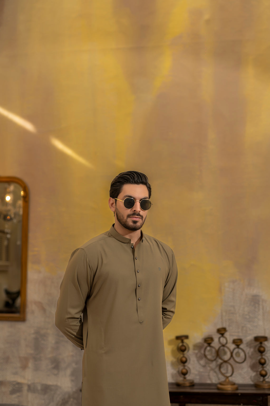 OLIVE BROWN KURTA TROUSER
