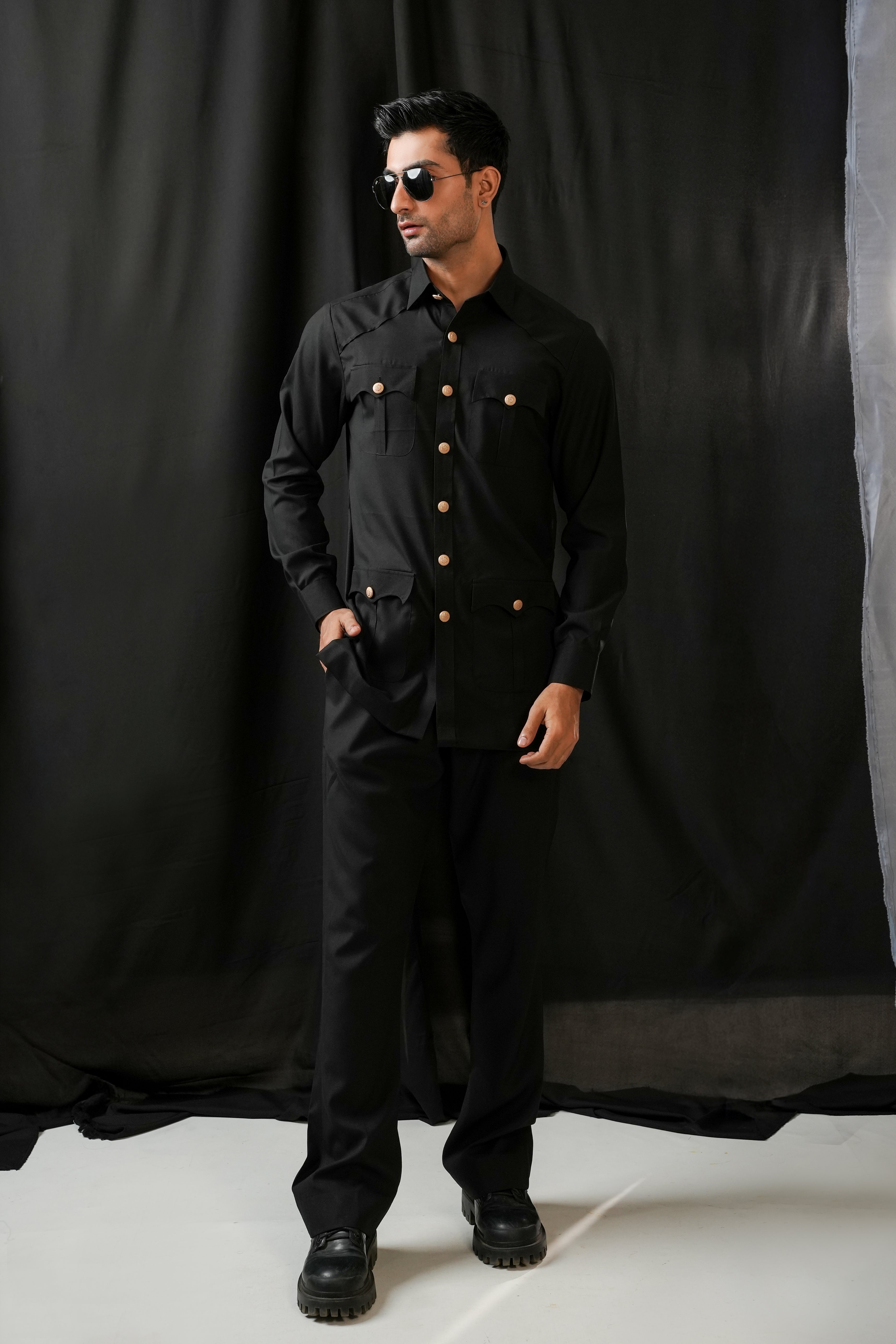 BLACK SAFARI KURTA TROUSER