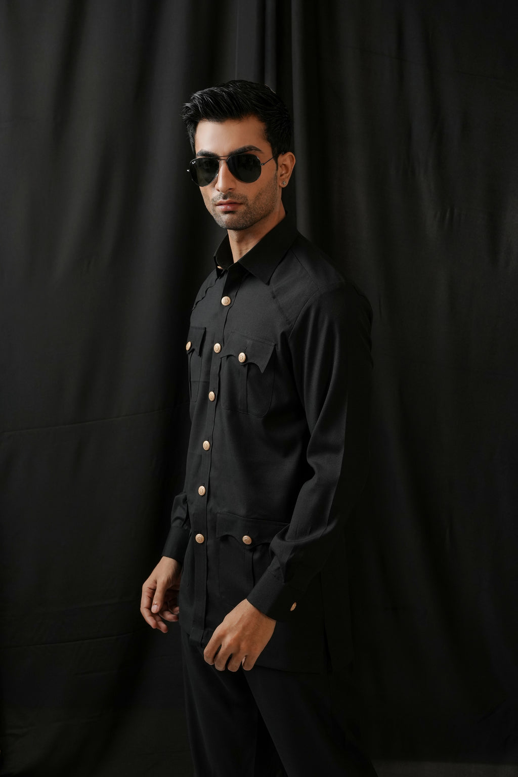 BLACK SAFARI KURTA TROUSER