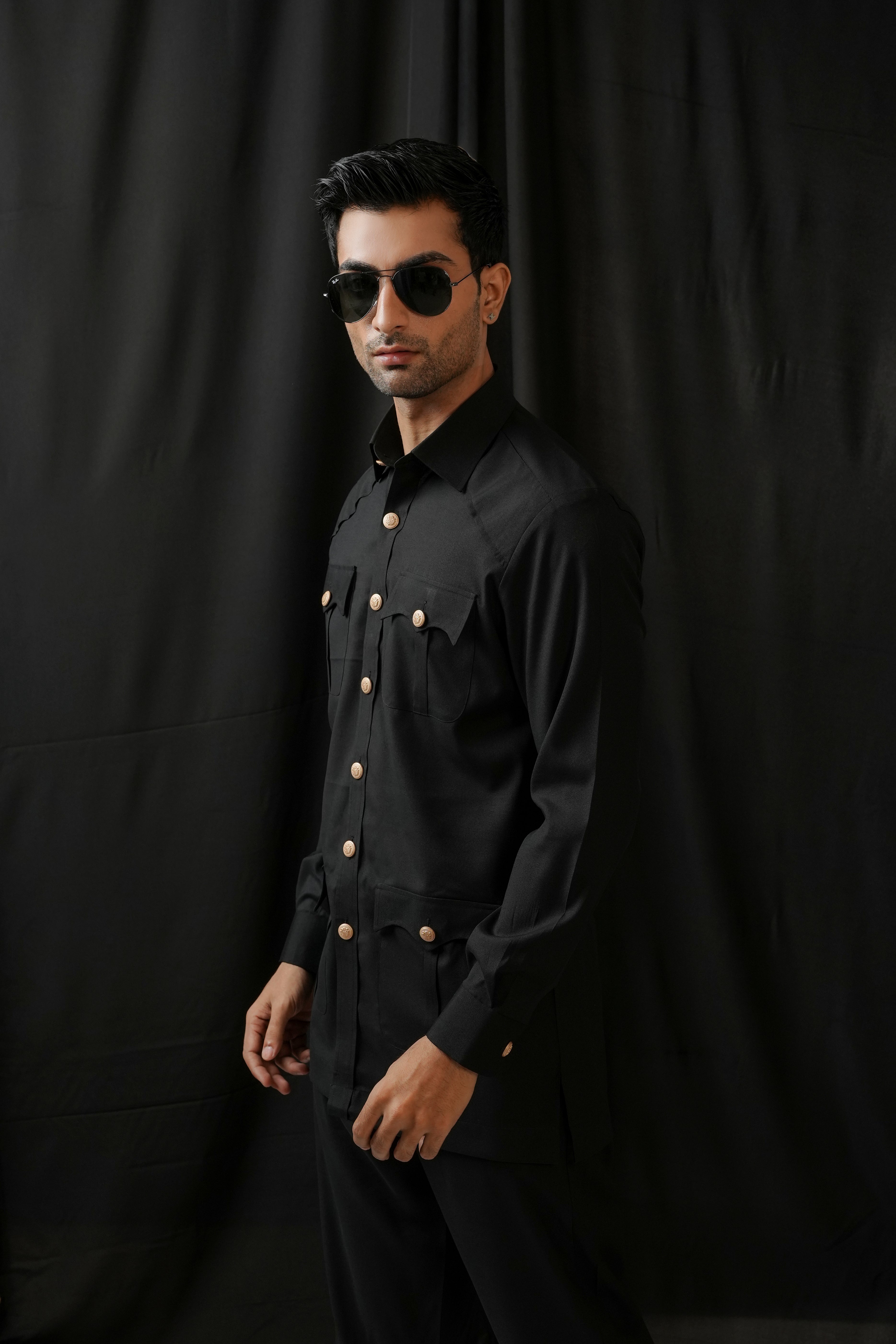 BLACK SAFARI KURTA TROUSER
