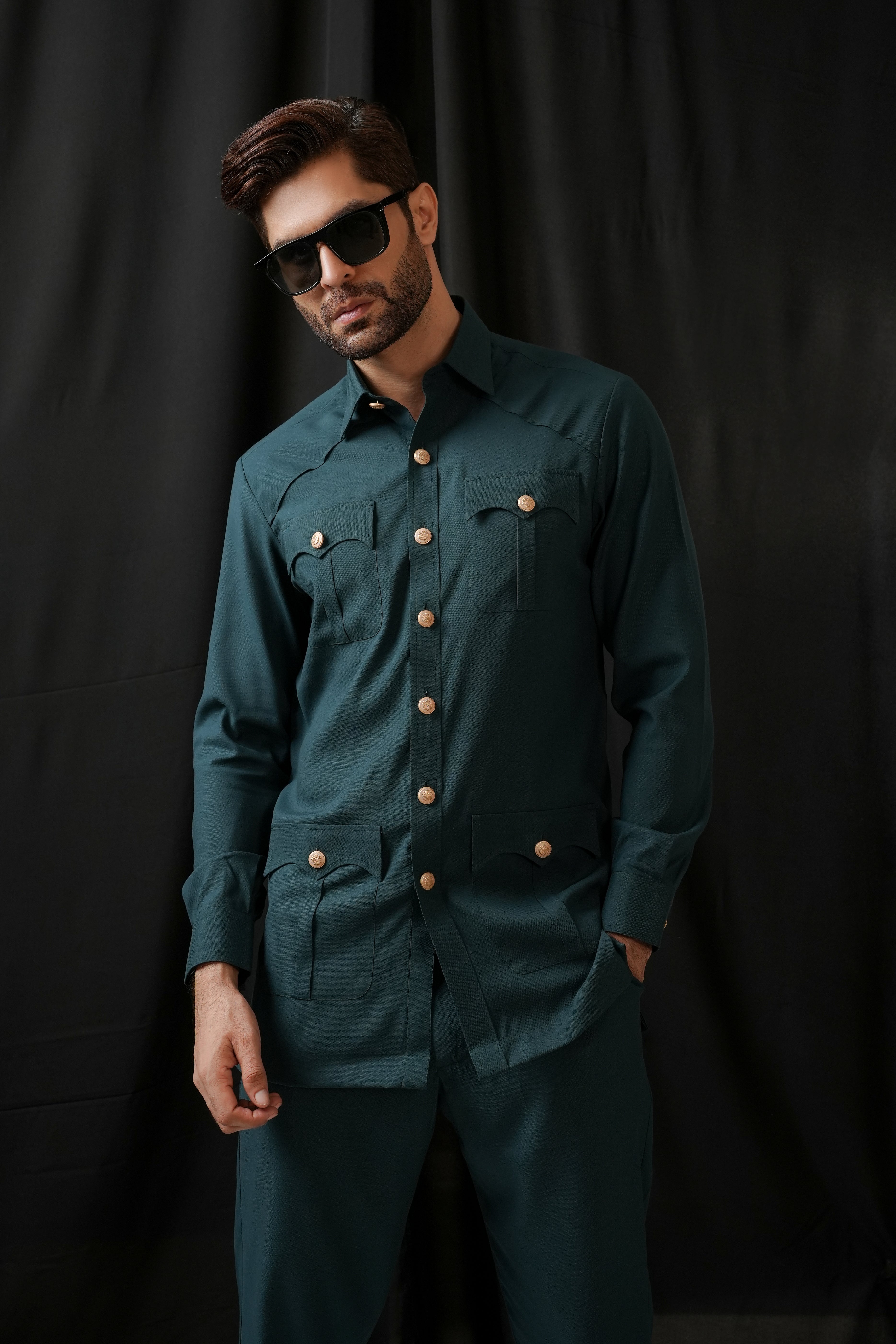 GREEN SAFARI KURTA TROUSER