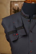 GREY MANDARIN KURTA TROUSER