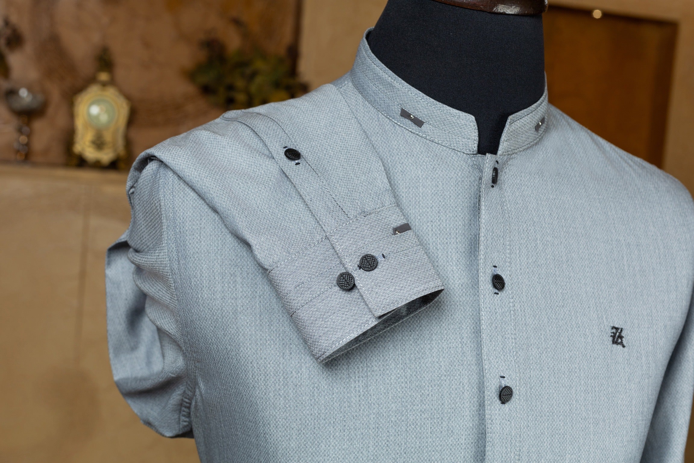 GREY DOBBY KURTA TROUSER