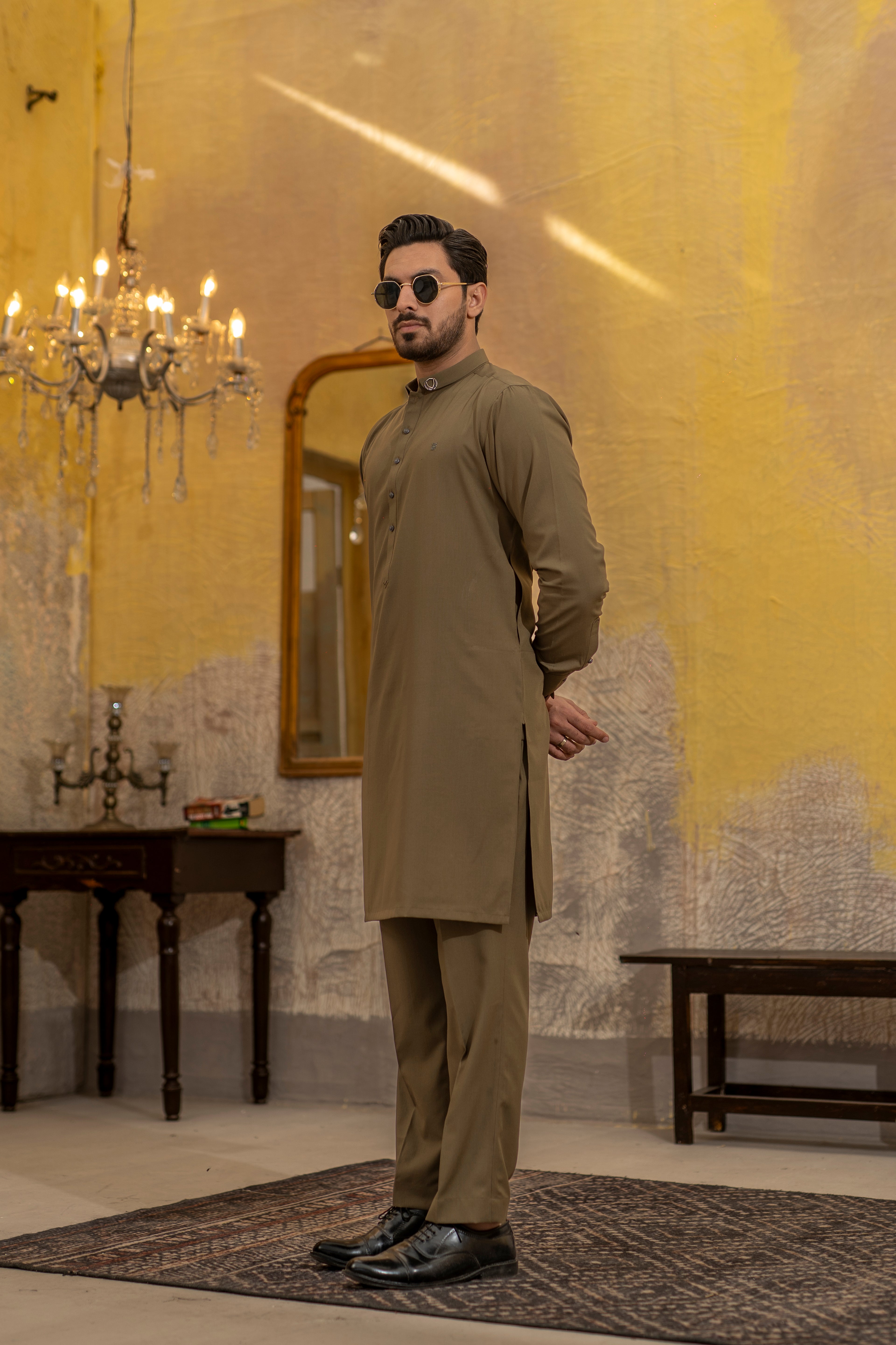 OLIVE BROWN KURTA TROUSER
