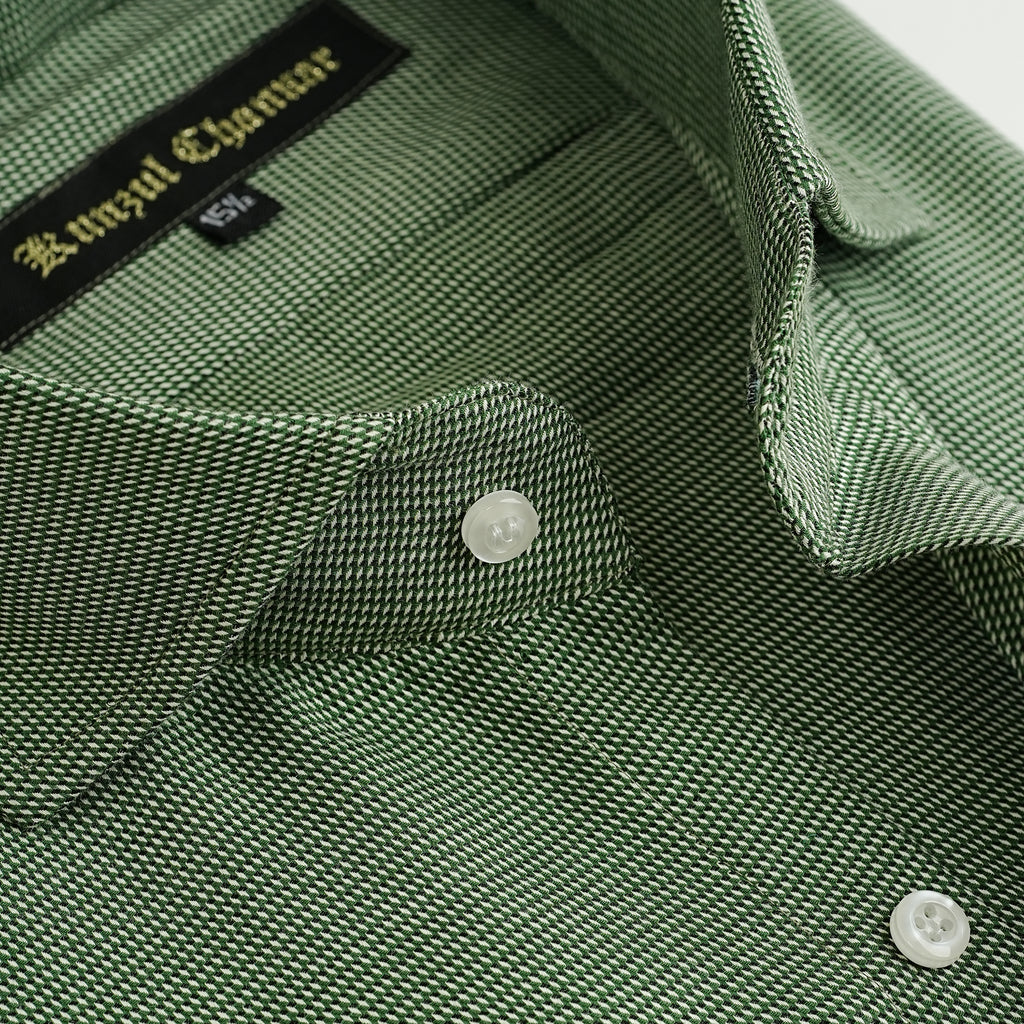 GREEN TWILL JACQUARD SHIRT
