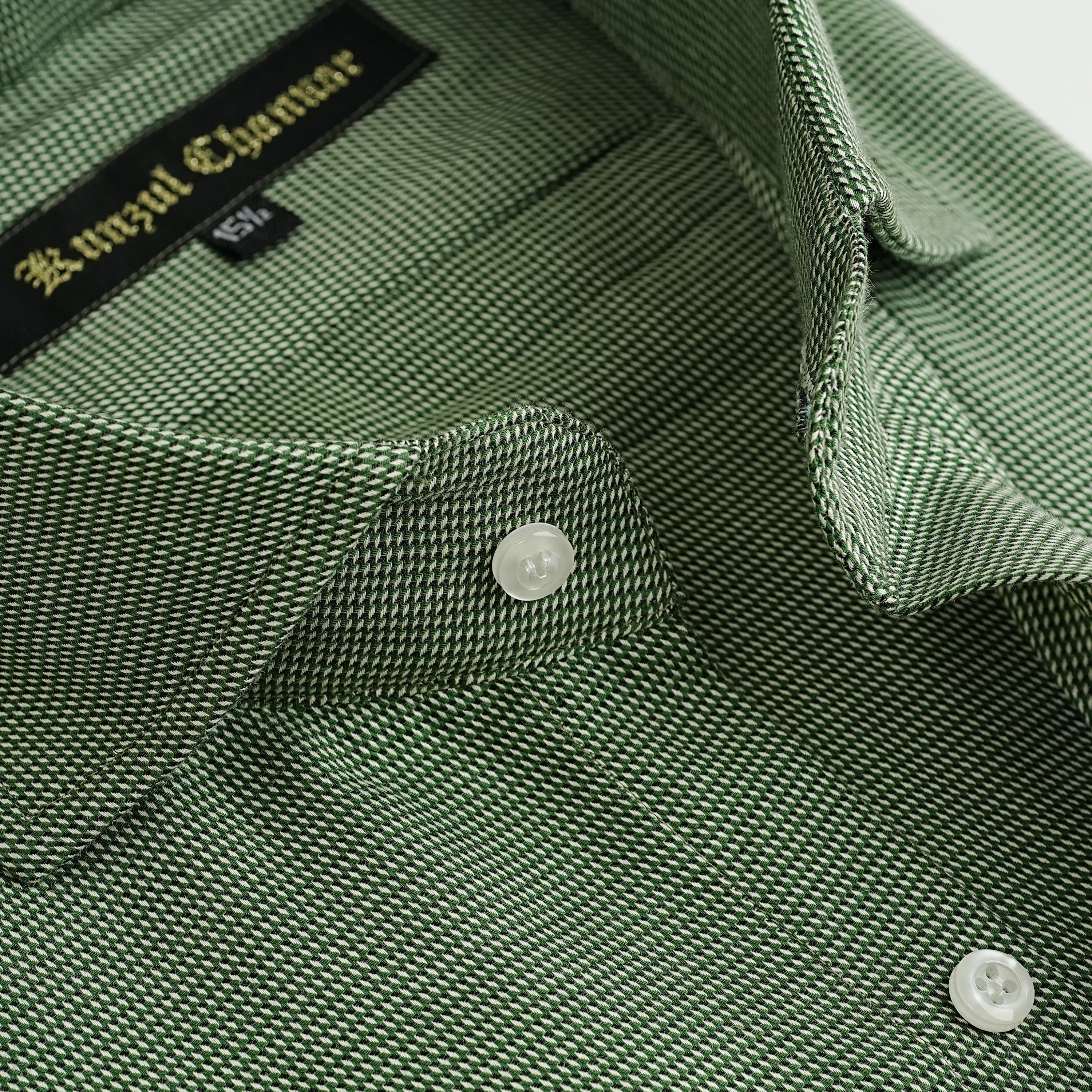 GREEN TWILL JACQUARD SHIRT