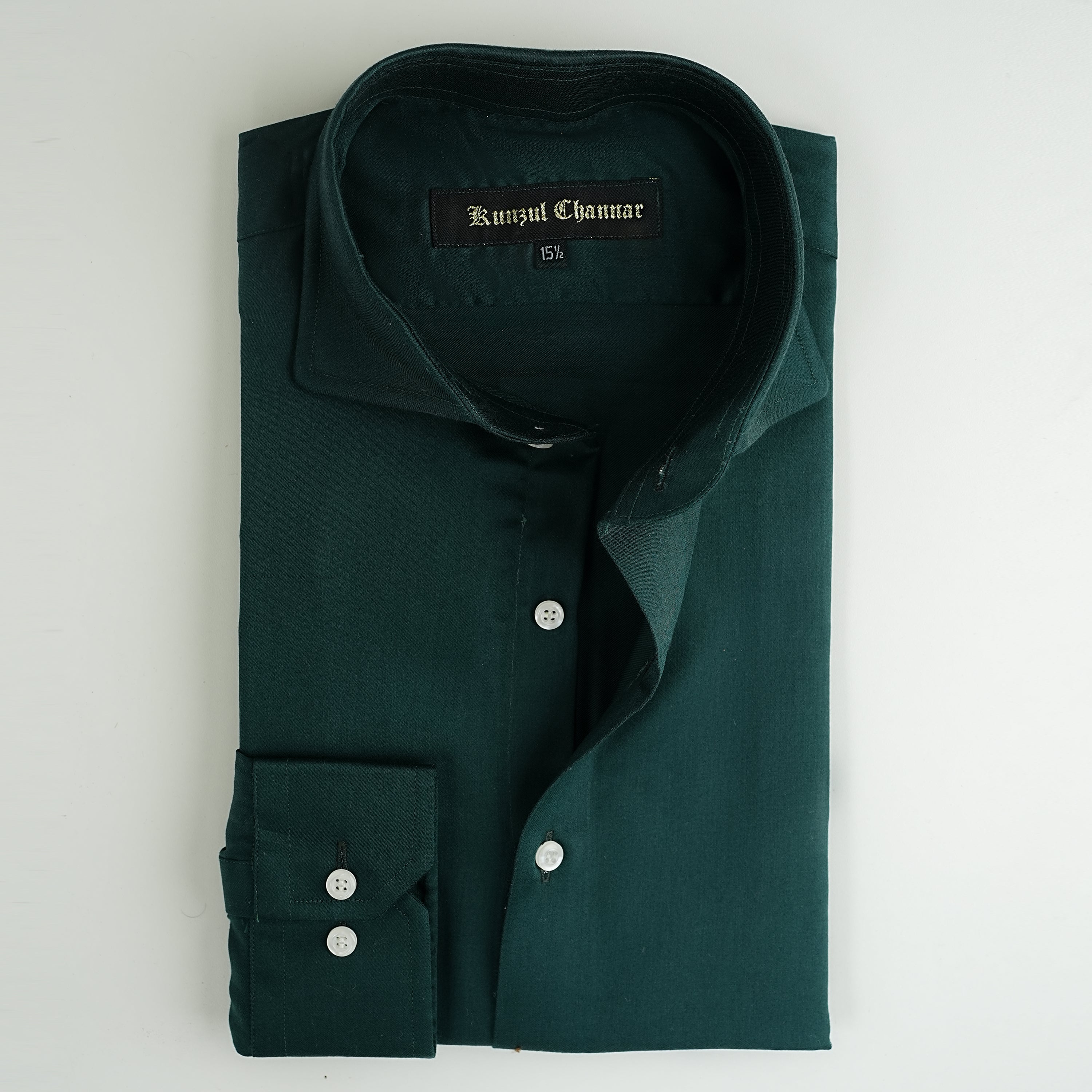 BOTTLE GREEN COTTON SHIRT