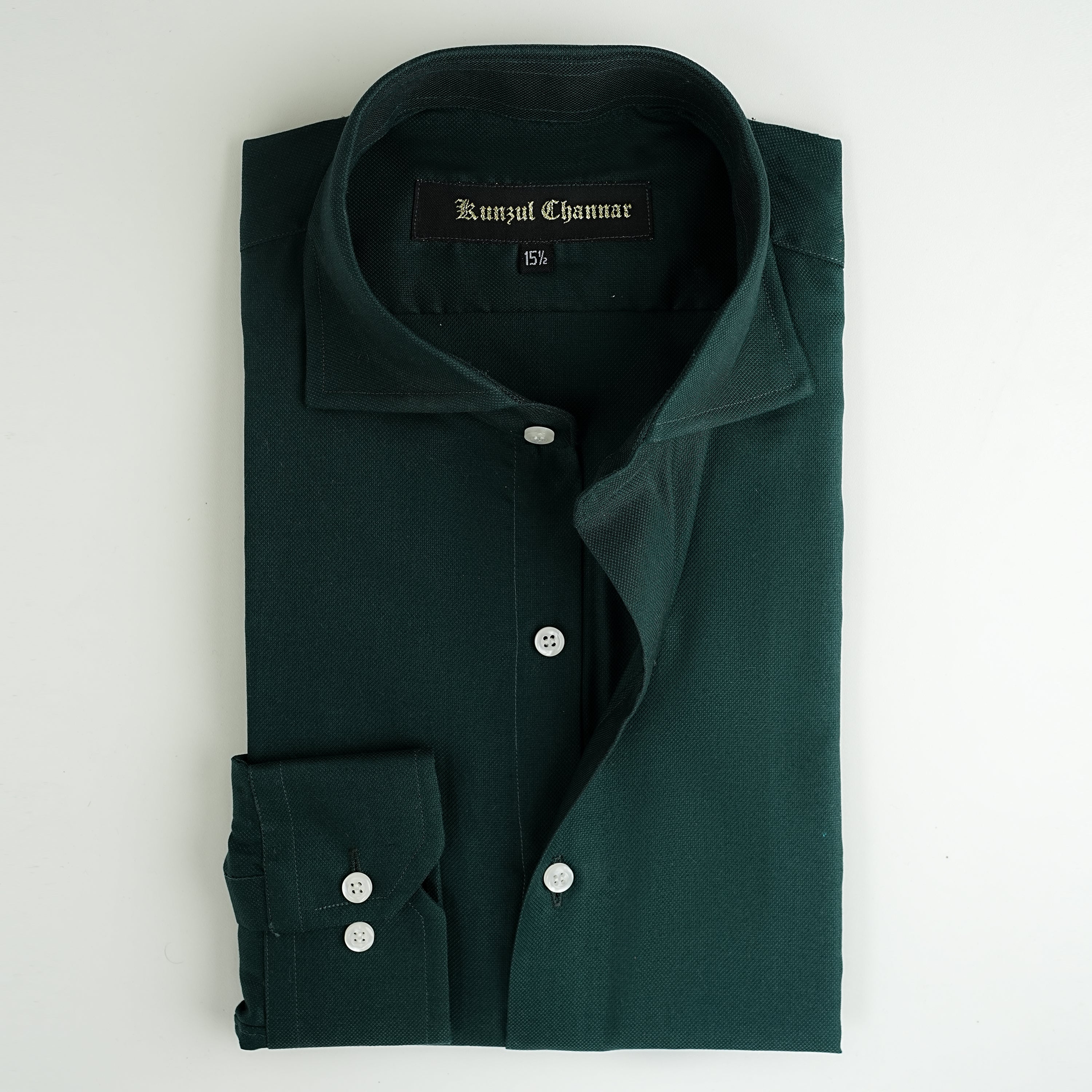 BOTTLE GREEN JACQUARD SHIRT