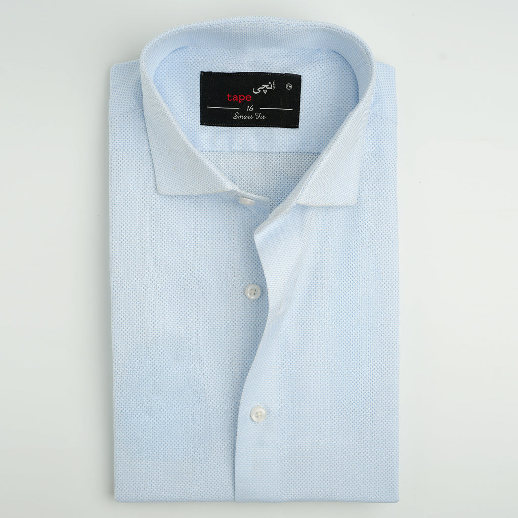LIGHT BLUE TEXTURED SHIRT