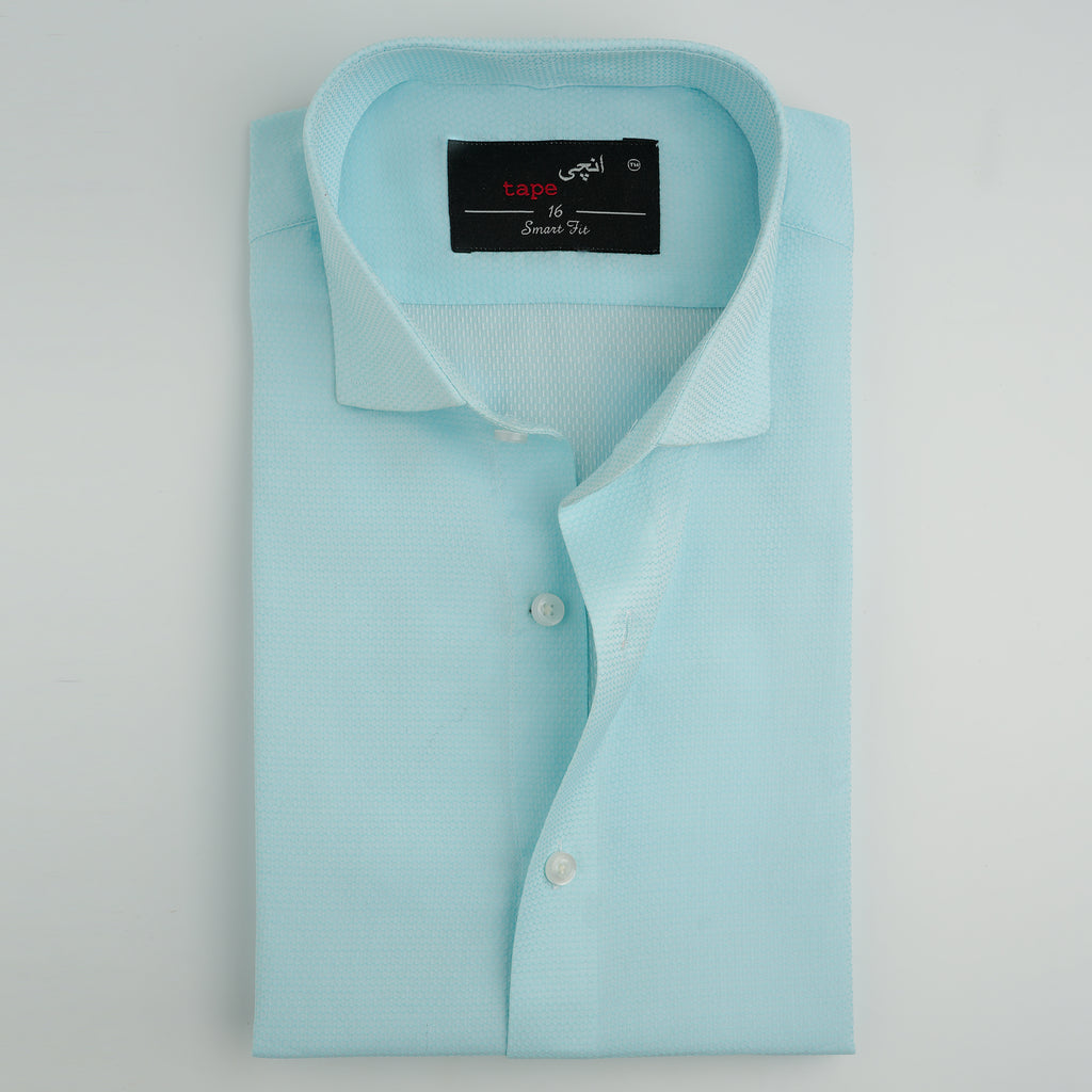 SKY BLUE TEXTURED SHIRT