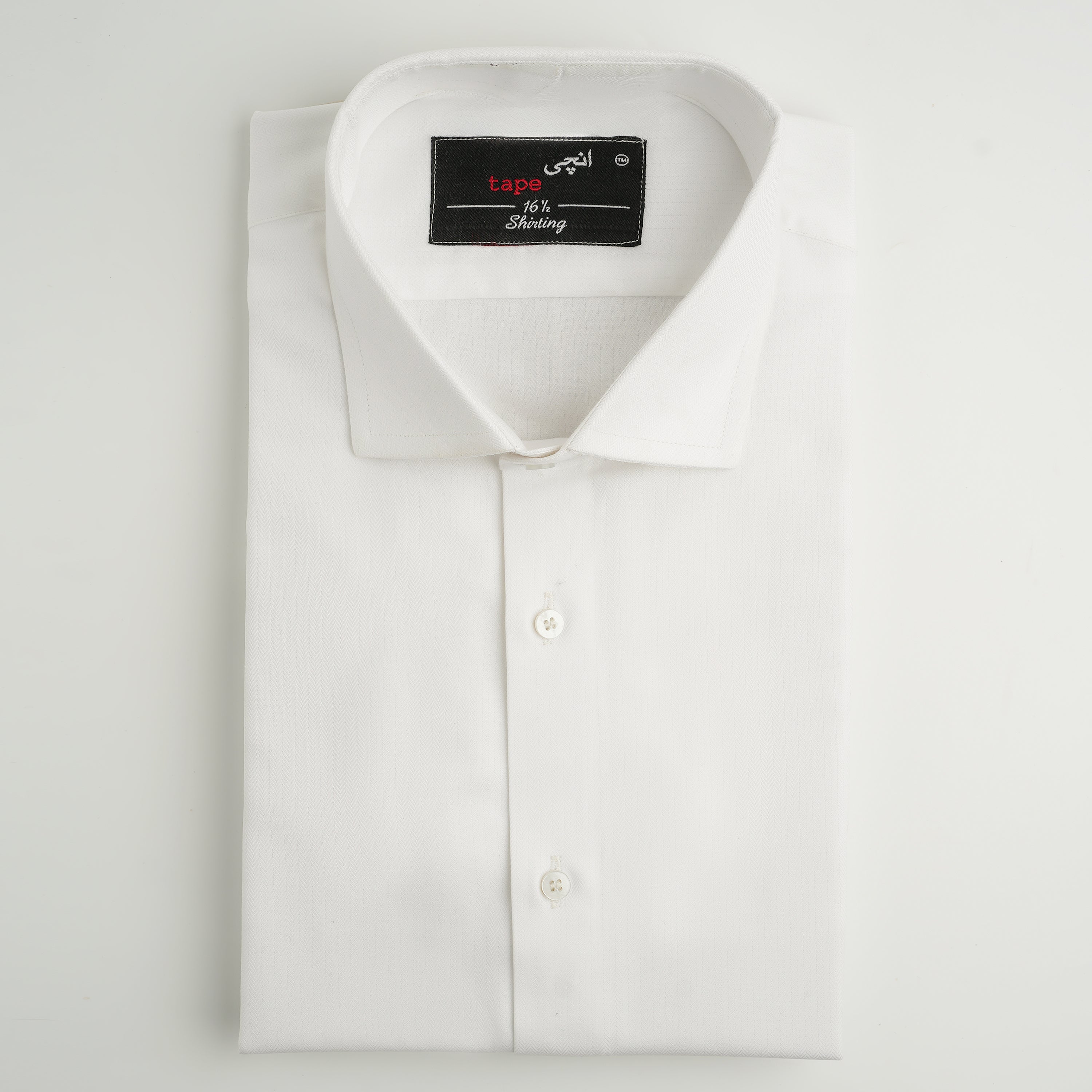 WHITE HERRINGBONE SHIRT