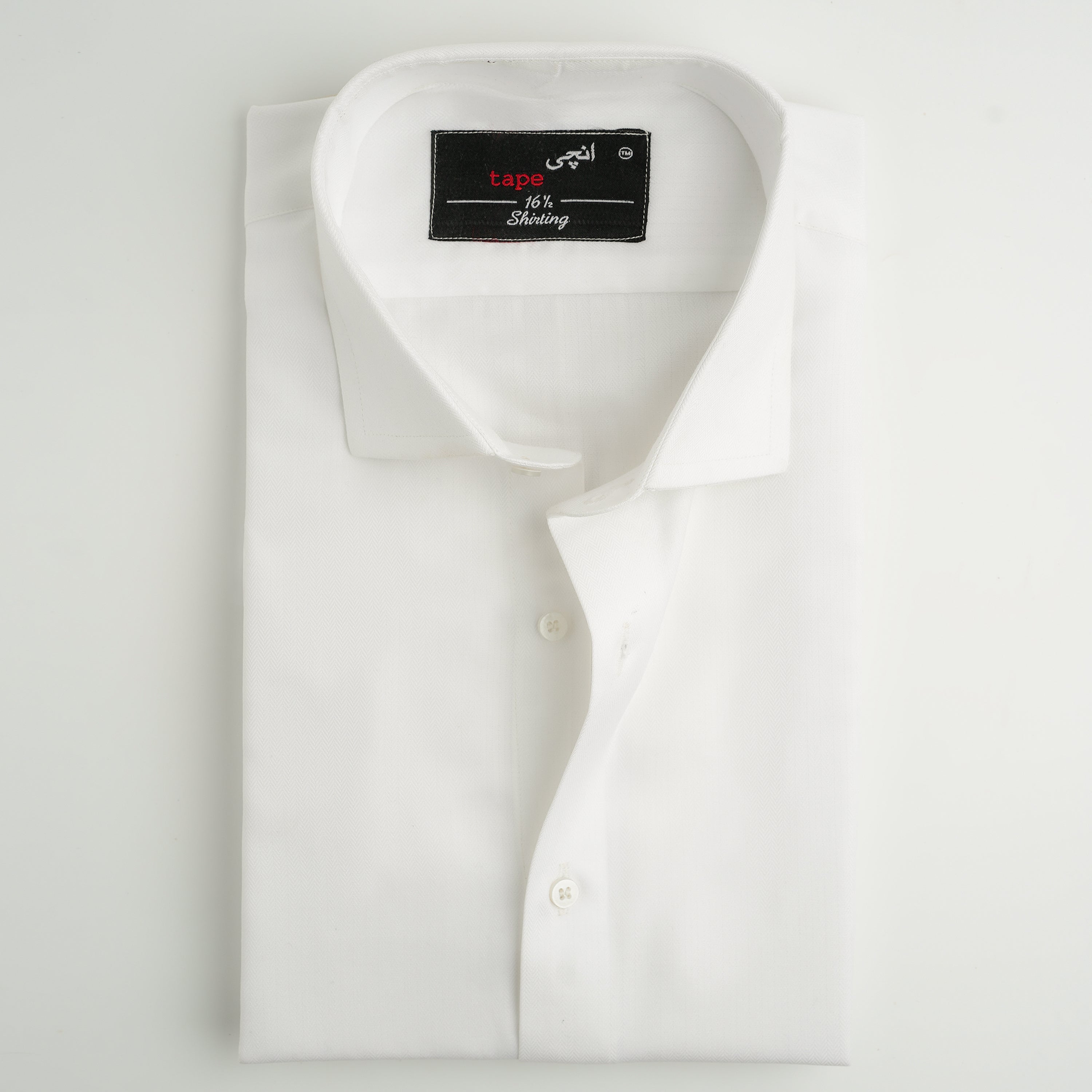 WHITE HERRINGBONE SHIRT