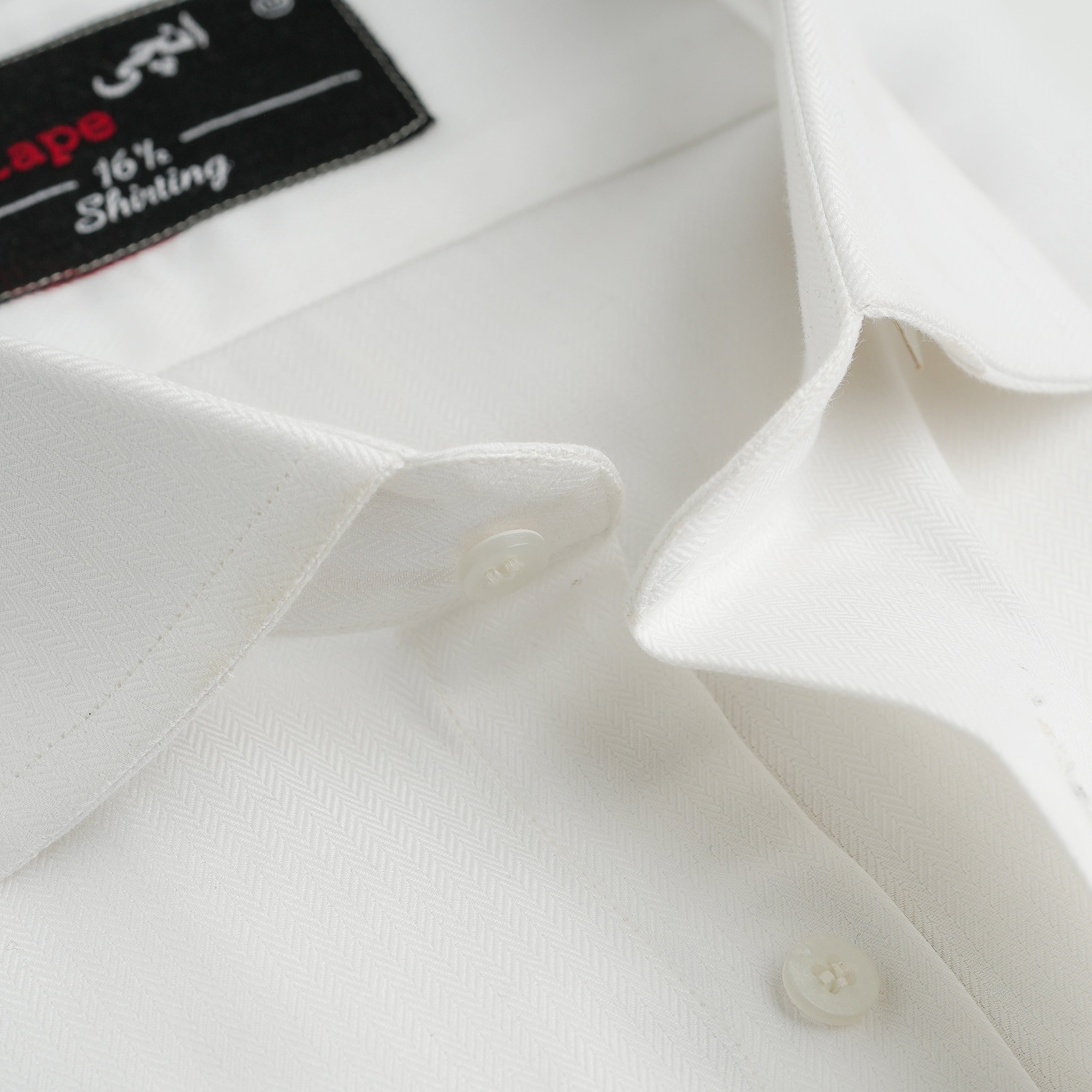 WHITE HERRINGBONE SHIRT