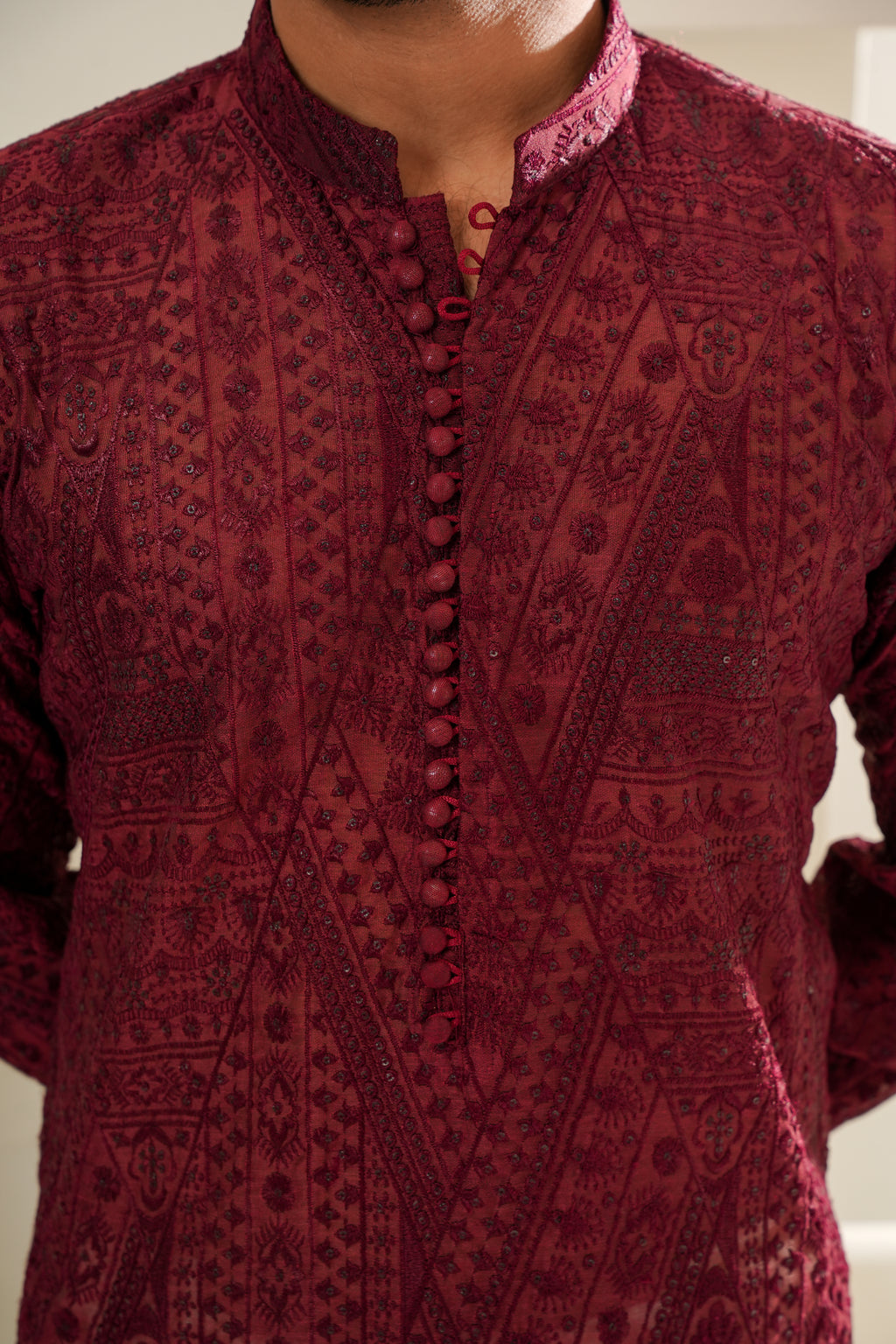 RED EMBROIDERED KURTA TROUSER