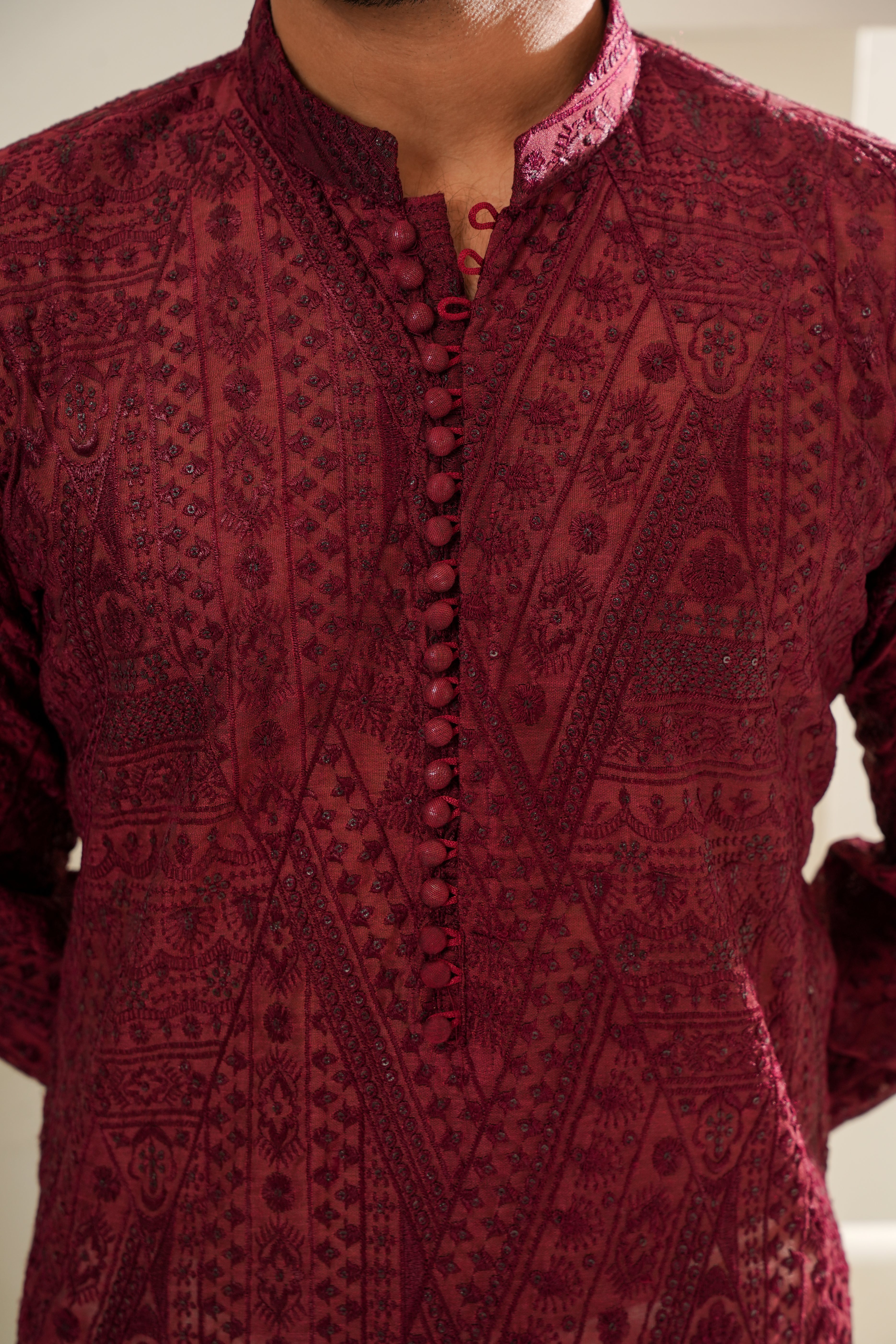 RED EMBROIDERED KURTA TROUSER