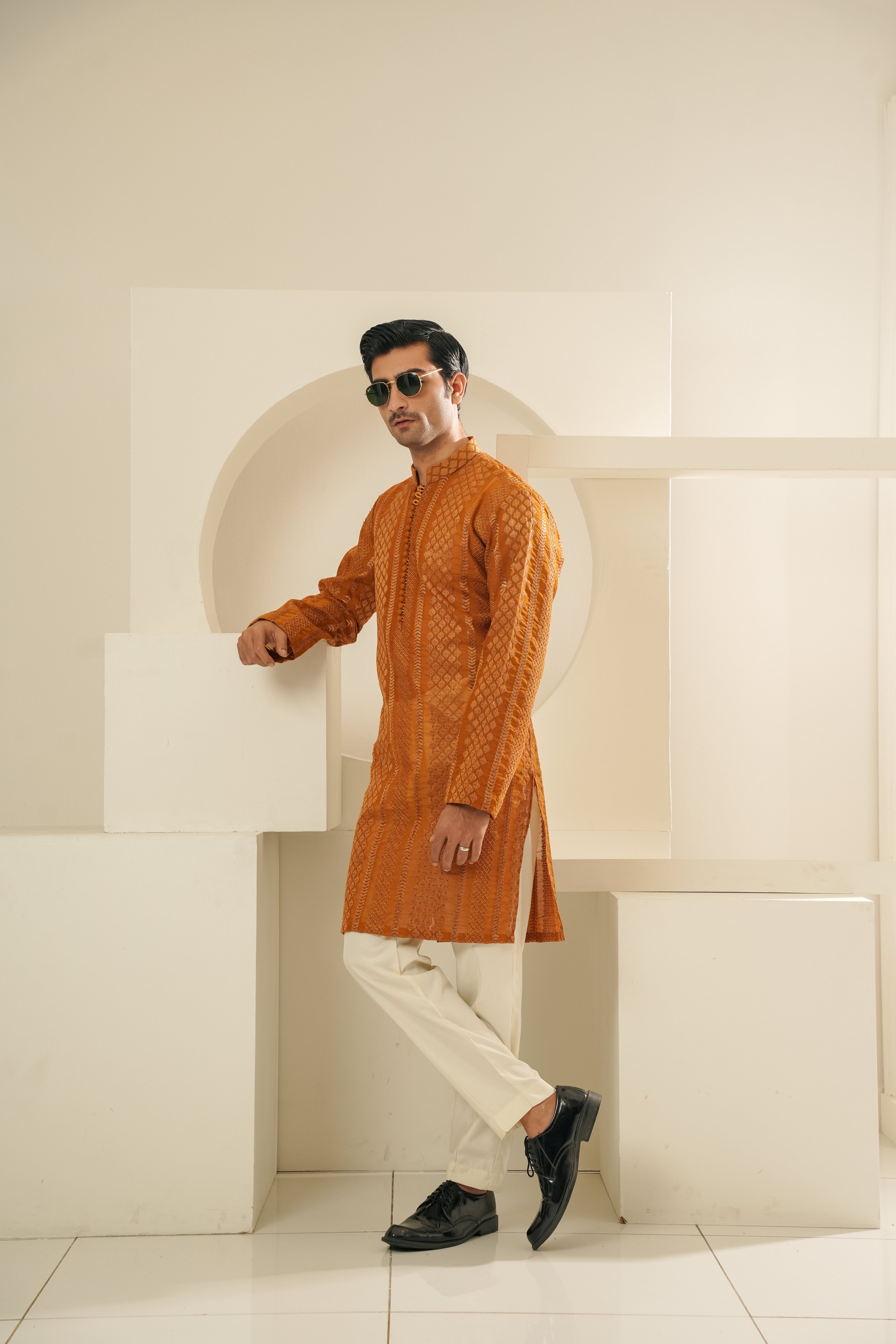 YELLOW MUSTARD EMBROIDERED KURTA TROUSER