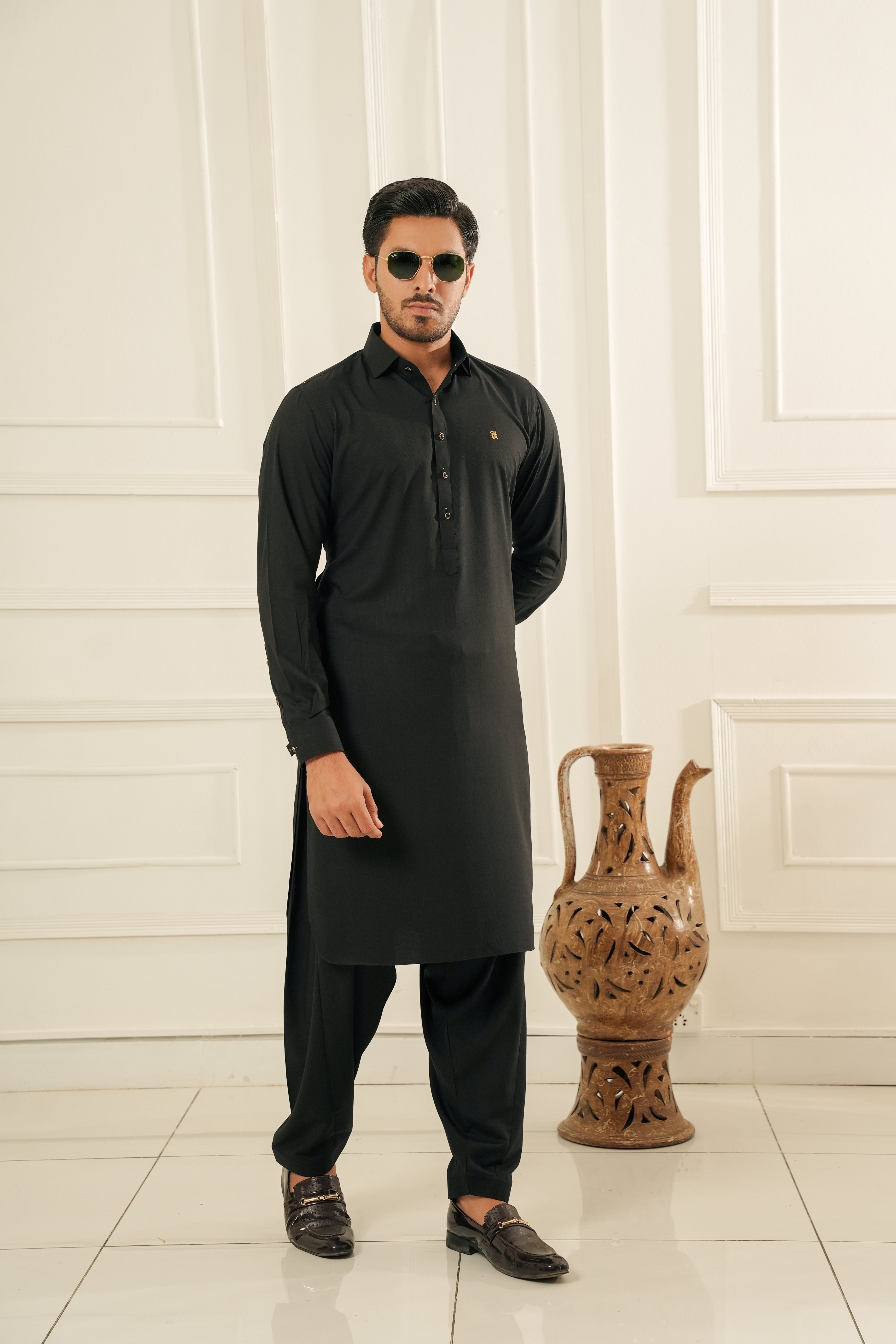 BLACK TEXTURED PREMIUM SHALWAR KAMEEZ