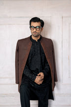 FRONT OPEN BROWN SHERWANI