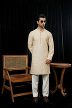 MULTI LINES GOLDEN EMBROIDERED KURTA TROUSER