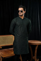 BOTTLE GREEN EMBROIDERED KURTA TROUSER