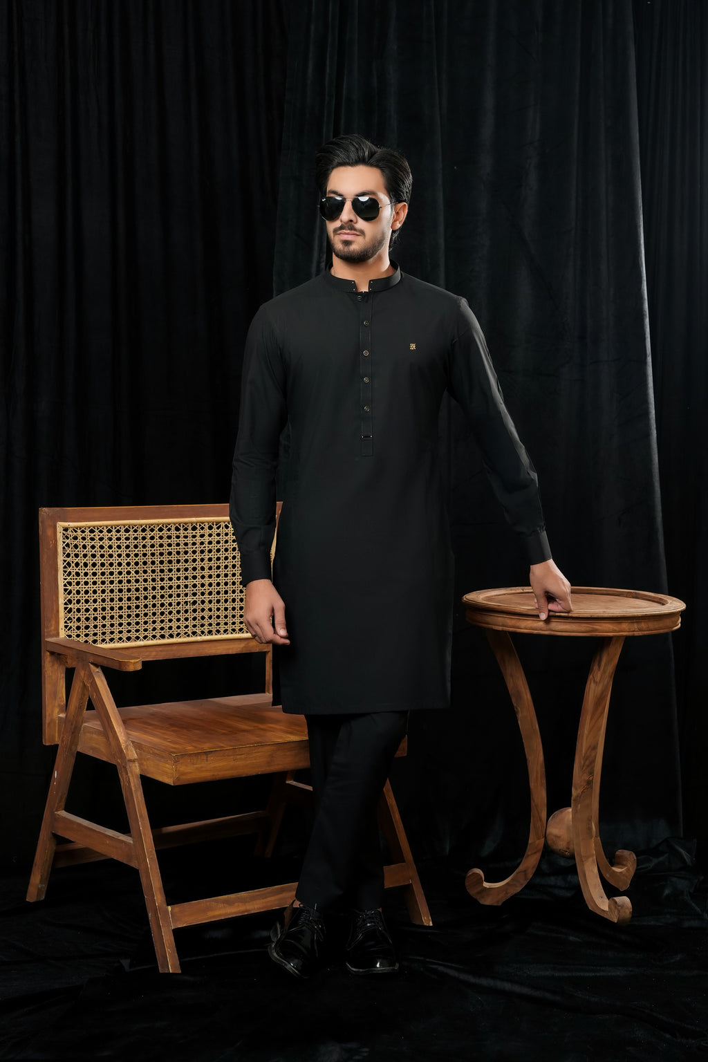 BLACK PREMIUM MANDARIN KURTA TROUSER