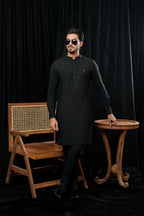 BLACK PREMIUM MANDARIN KURTA TROUSER