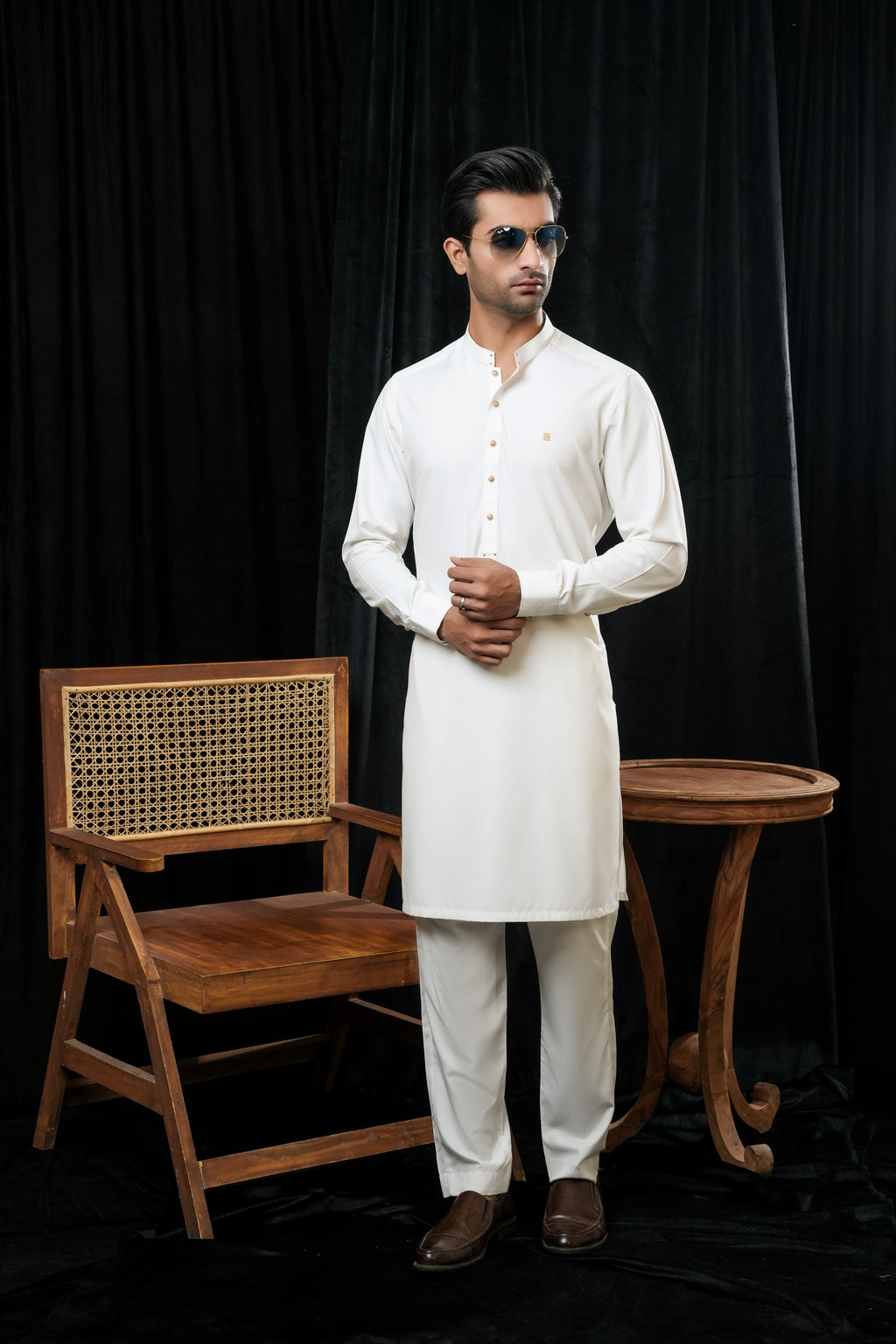 WHITE PREMIUM MANDARIN KURTA TROUSER