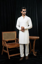 WHITE PREMIUM MANDARIN KURTA TROUSER