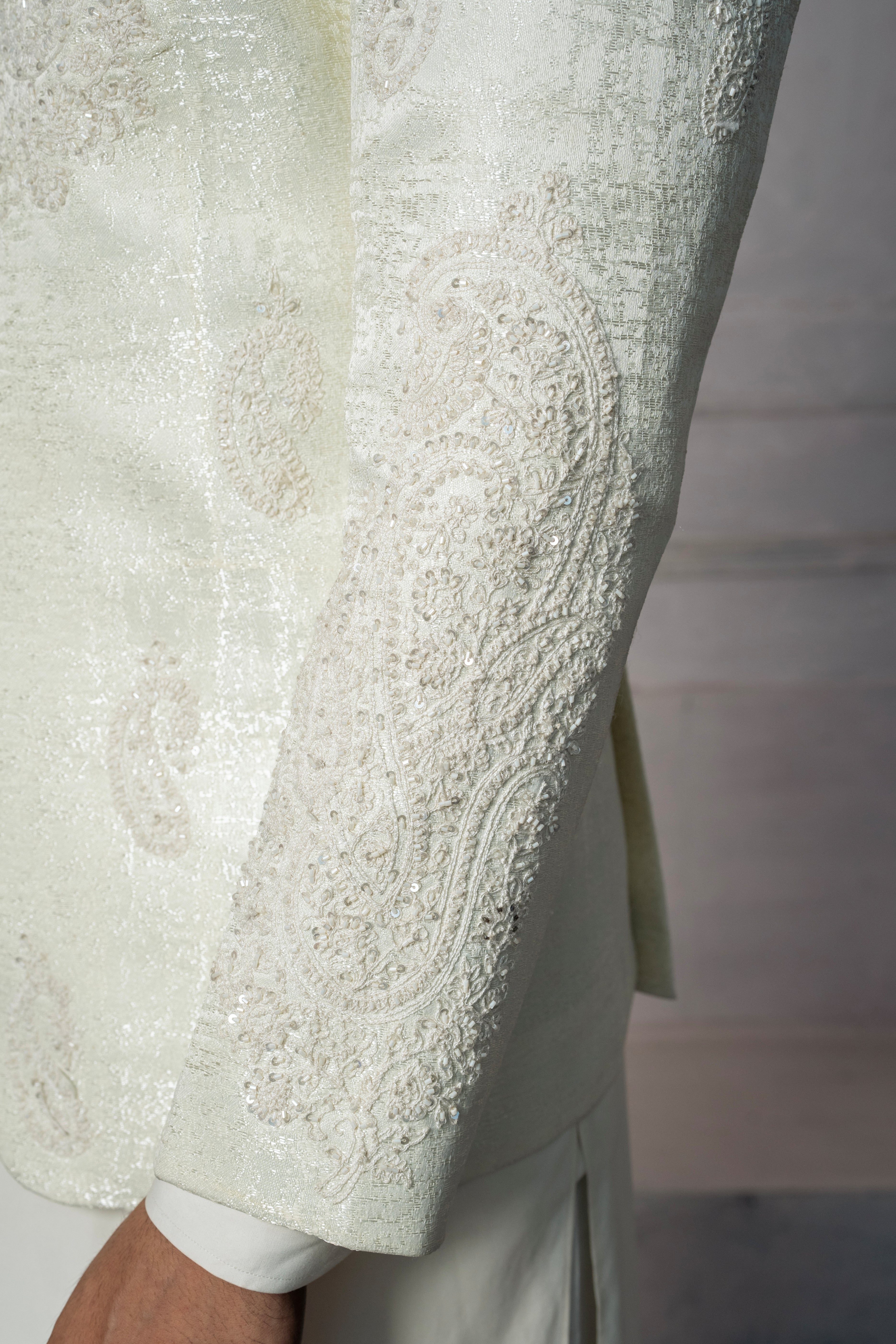 PEARL WHITE EMBROIDERED PRINCE COAT