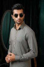 GREY PIN DOT COTTON SHALWAR KAMEEZ