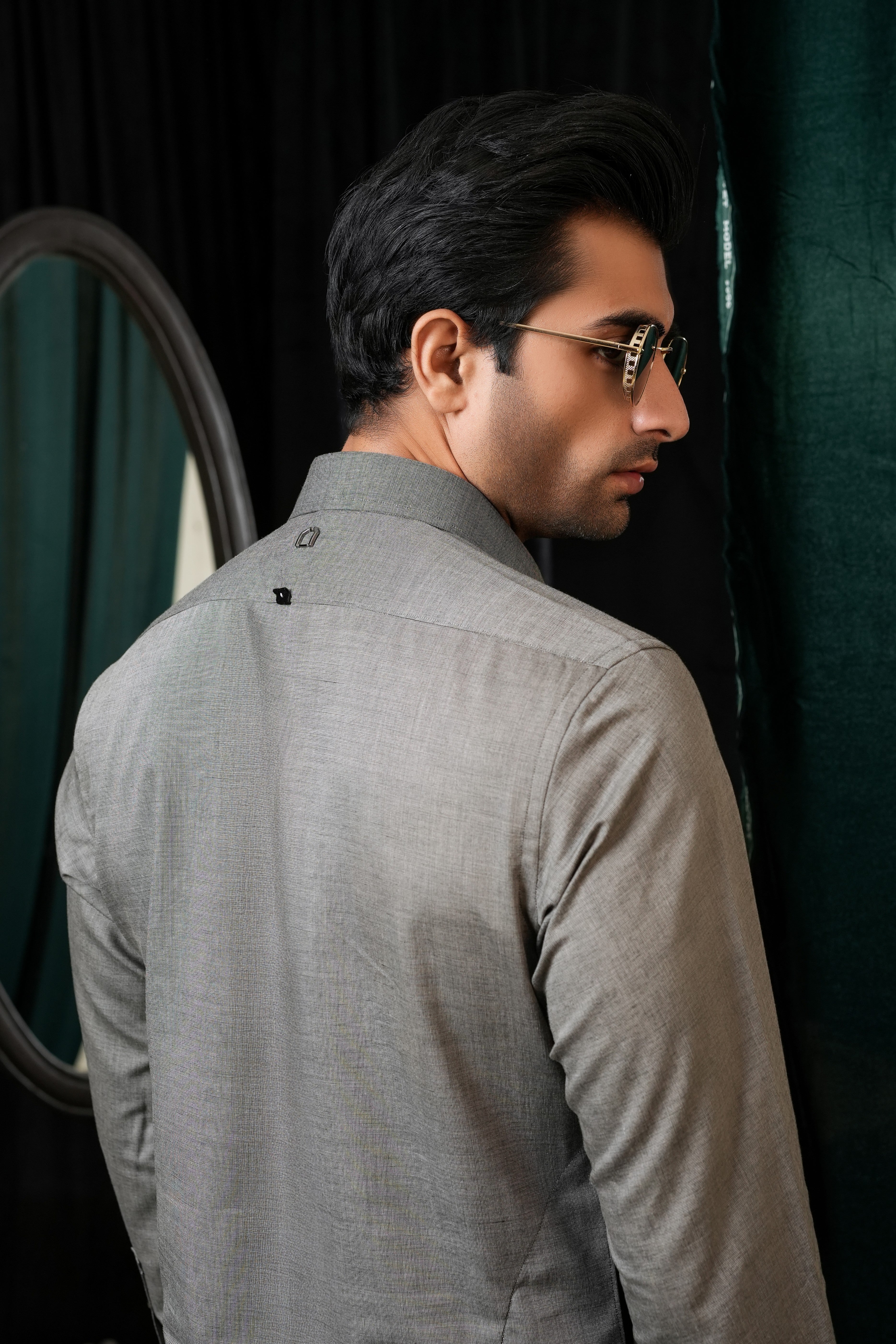 GREY PIN DOT COTTON SHALWAR KAMEEZ