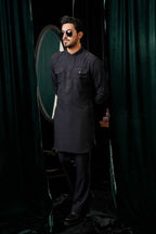 BLUE DOUBLE POCKET KURTA TROUSER